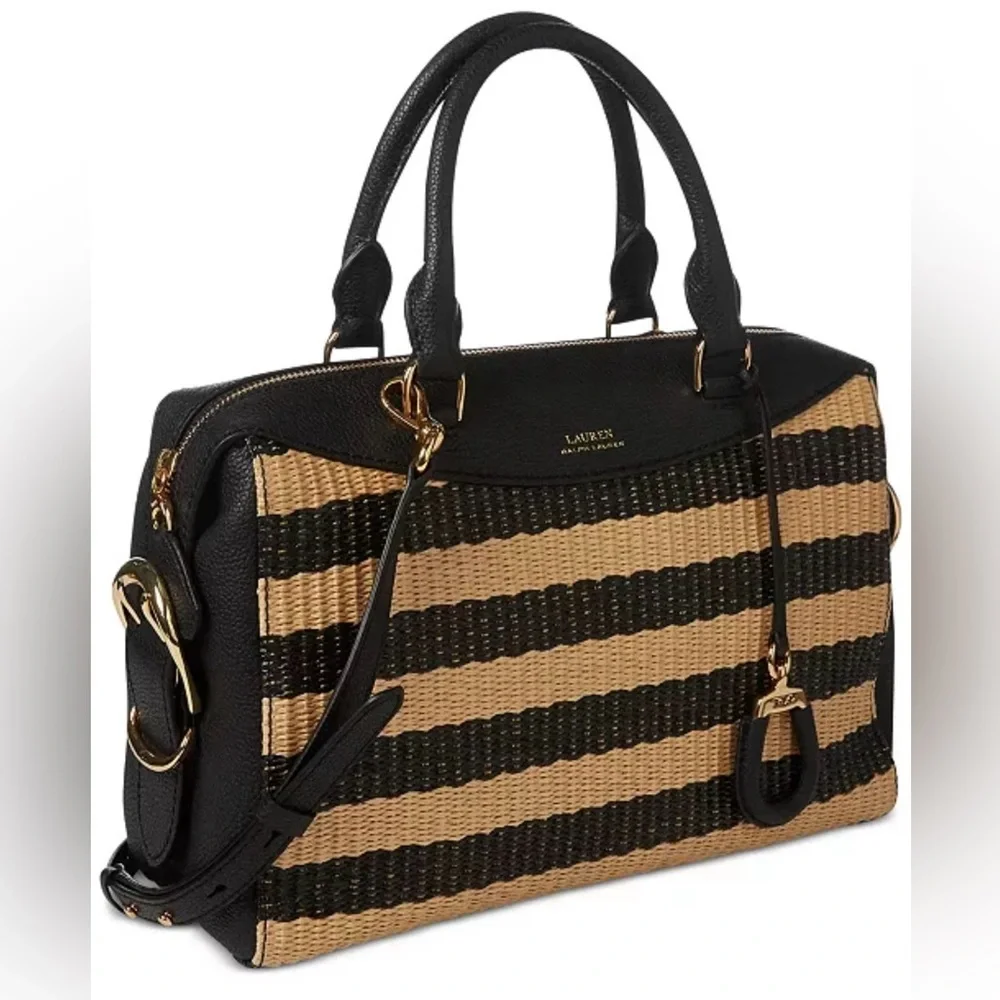 Lauren Ralph Lauren Cornwall Straw Satchel NEW! - Picture 4 of 8